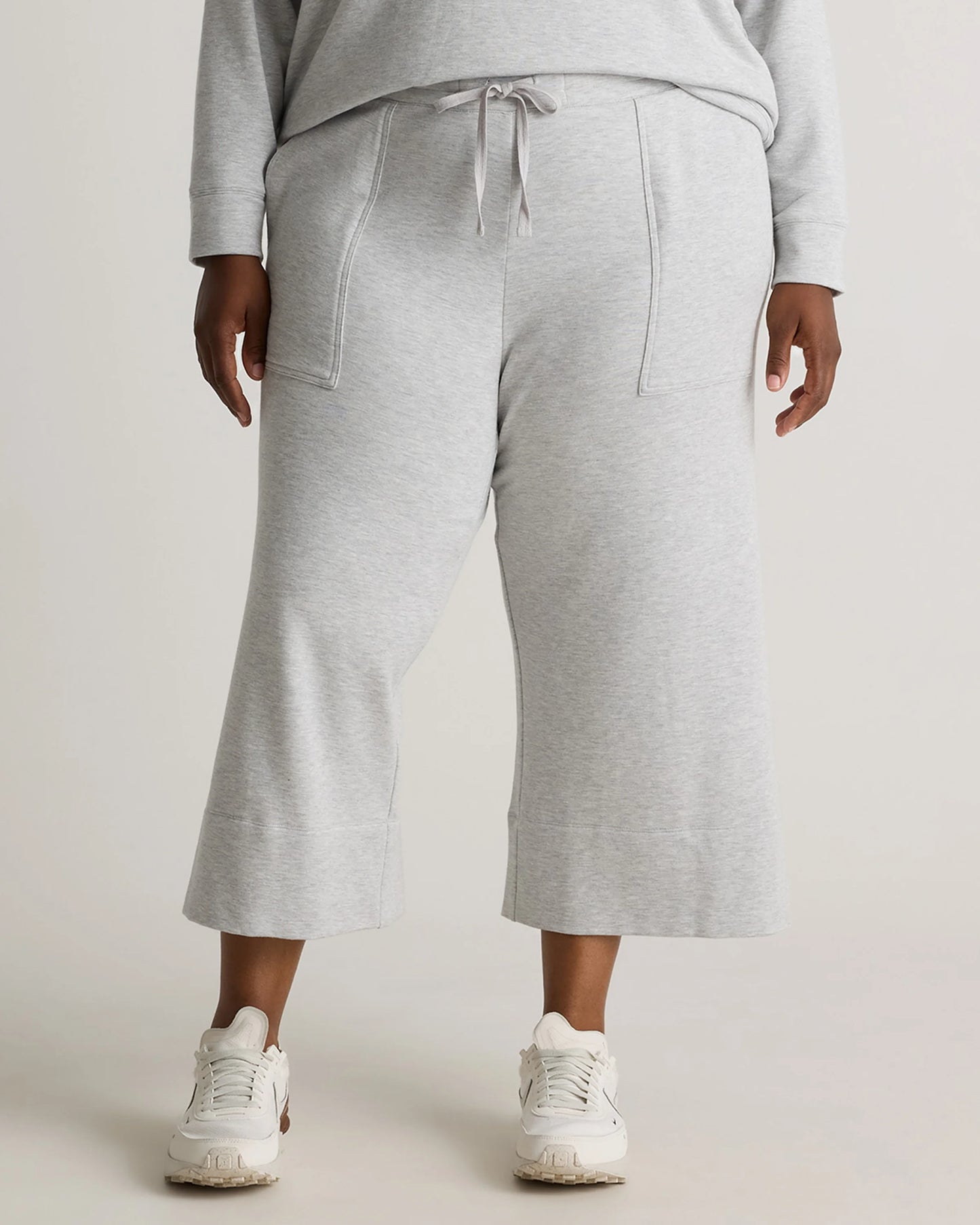 SuperSoft Fleece Cropped Wide Leg Pants - 1X / Heather Grey