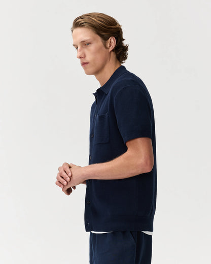 100% Organic Cotton Mesh-Stitch Button-Up Sweater Polo - XS / Speckled Beige