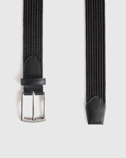 James Woven Stretch Belt - 30 / Black