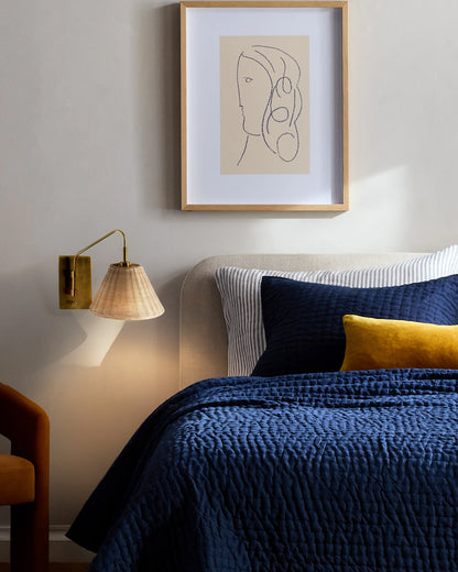 Articulating Sconce with Rattan Shade - One Size / Brass