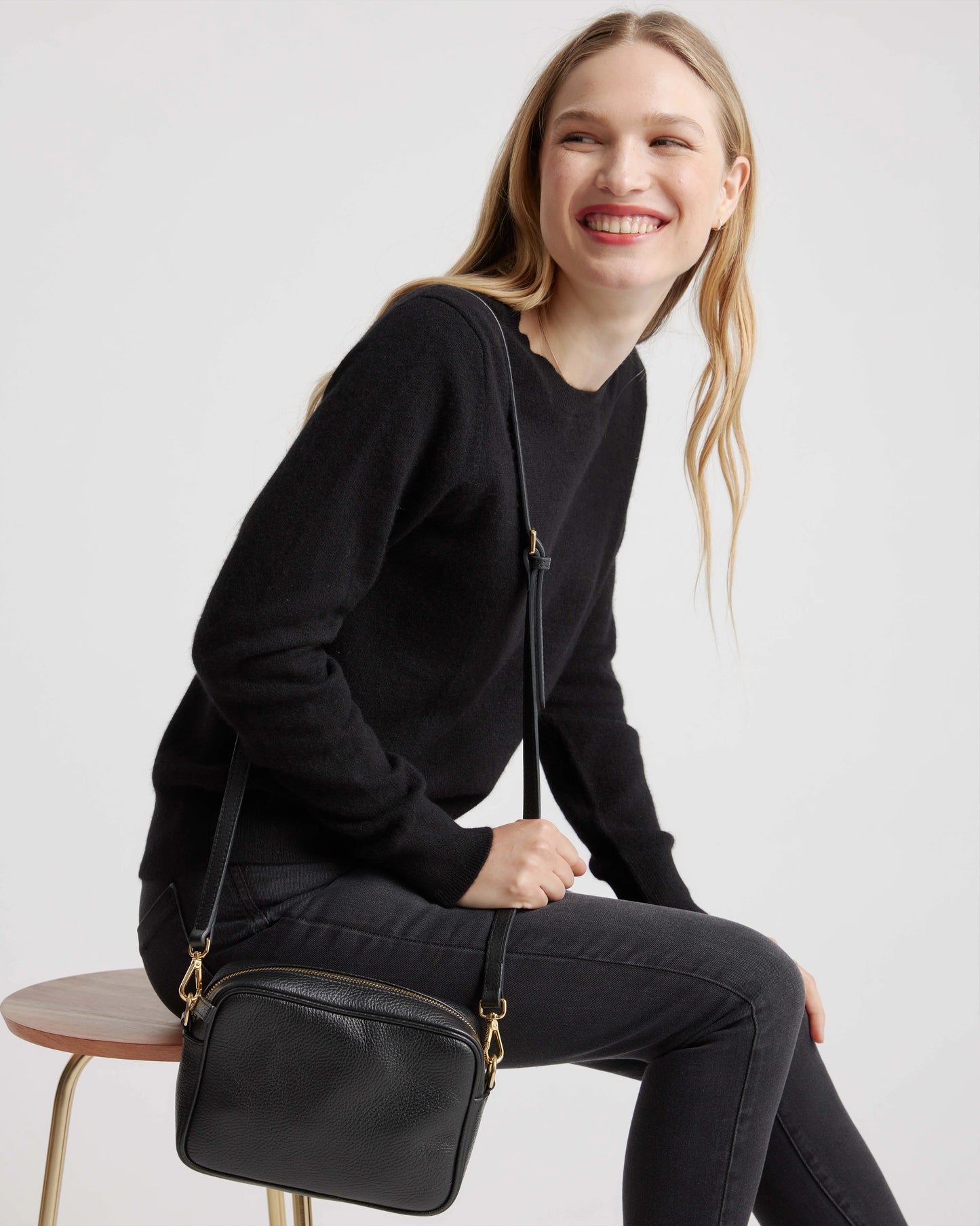 Italian Leather Crossbody Bag - One Size / Black Croco