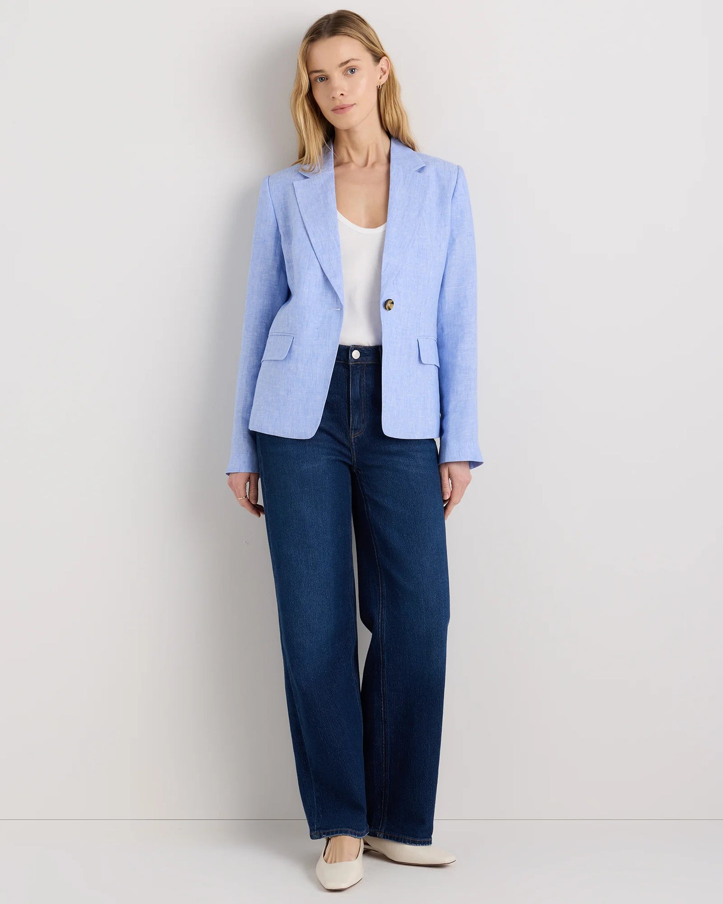 100% European Linen Structured Blazer - XS / French Blue
