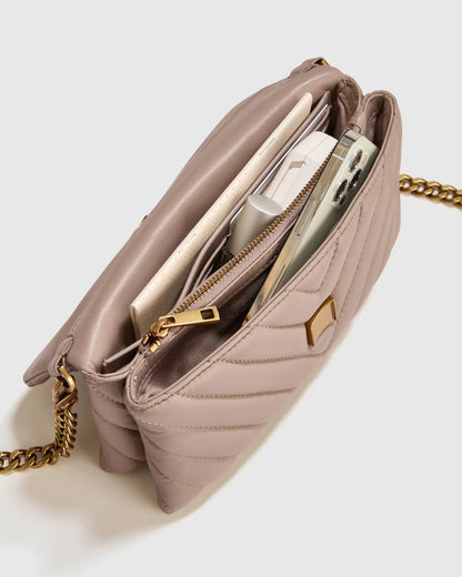Italian Leather Quilted Wallet Crossbody - One Size / Black/Gold