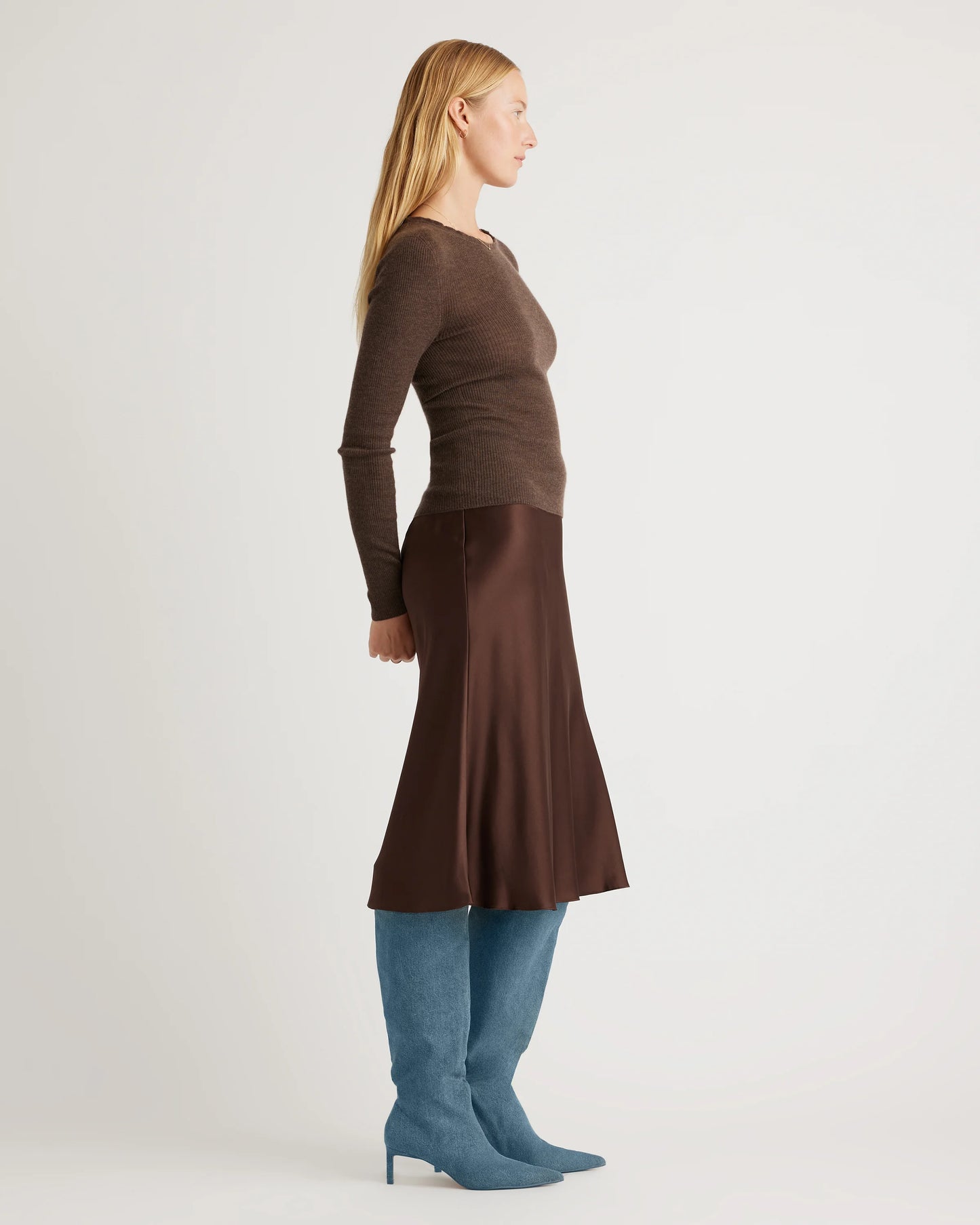 100% Washable Silk Skirt - XS / Champagne