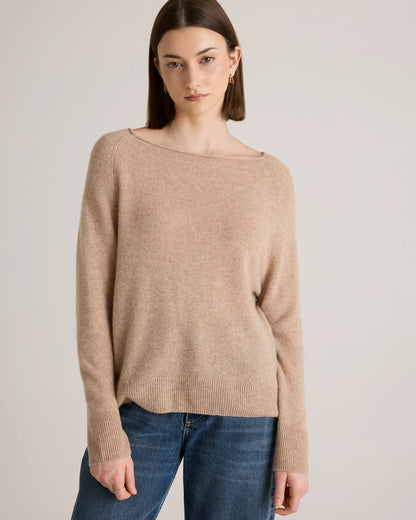 Mongolian Cashmere Boatneck Sweater - XS / Black