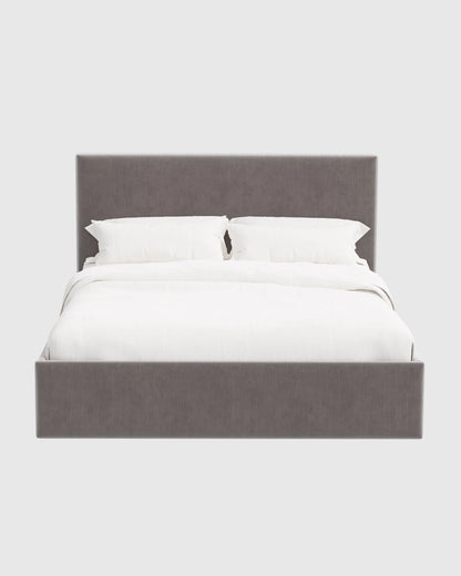 Square Bed in Performance Velvet - Full / Chocolate