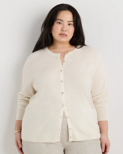 Mongolian Cashmere Cardigan Sweater - 1X / Ivory
