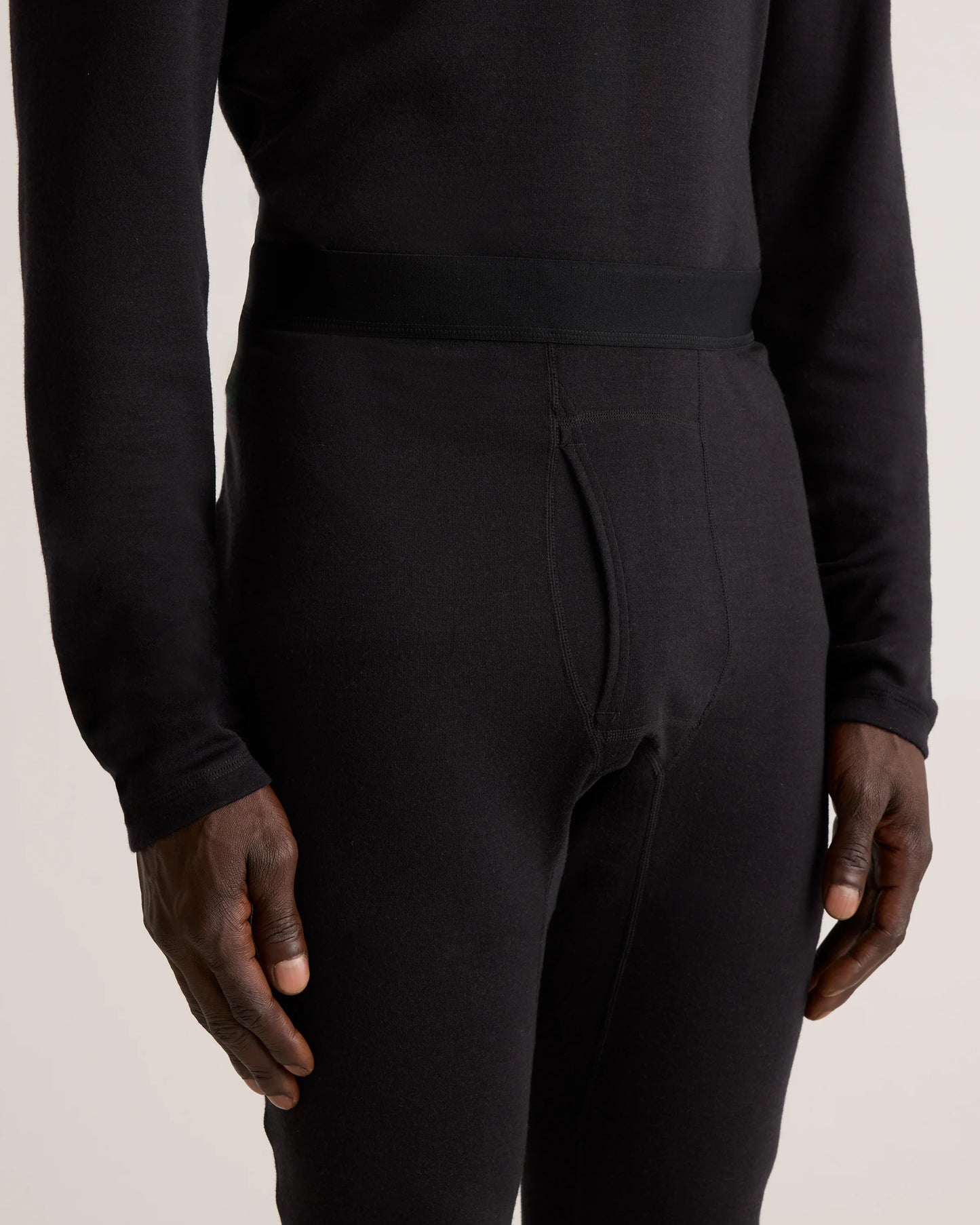 100% Merino Wool Cold Weather Base Layer Bottoms - S / Black