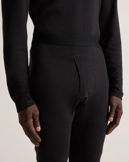 100% Merino Wool Cold Weather Base Layer Bottoms - S / Black