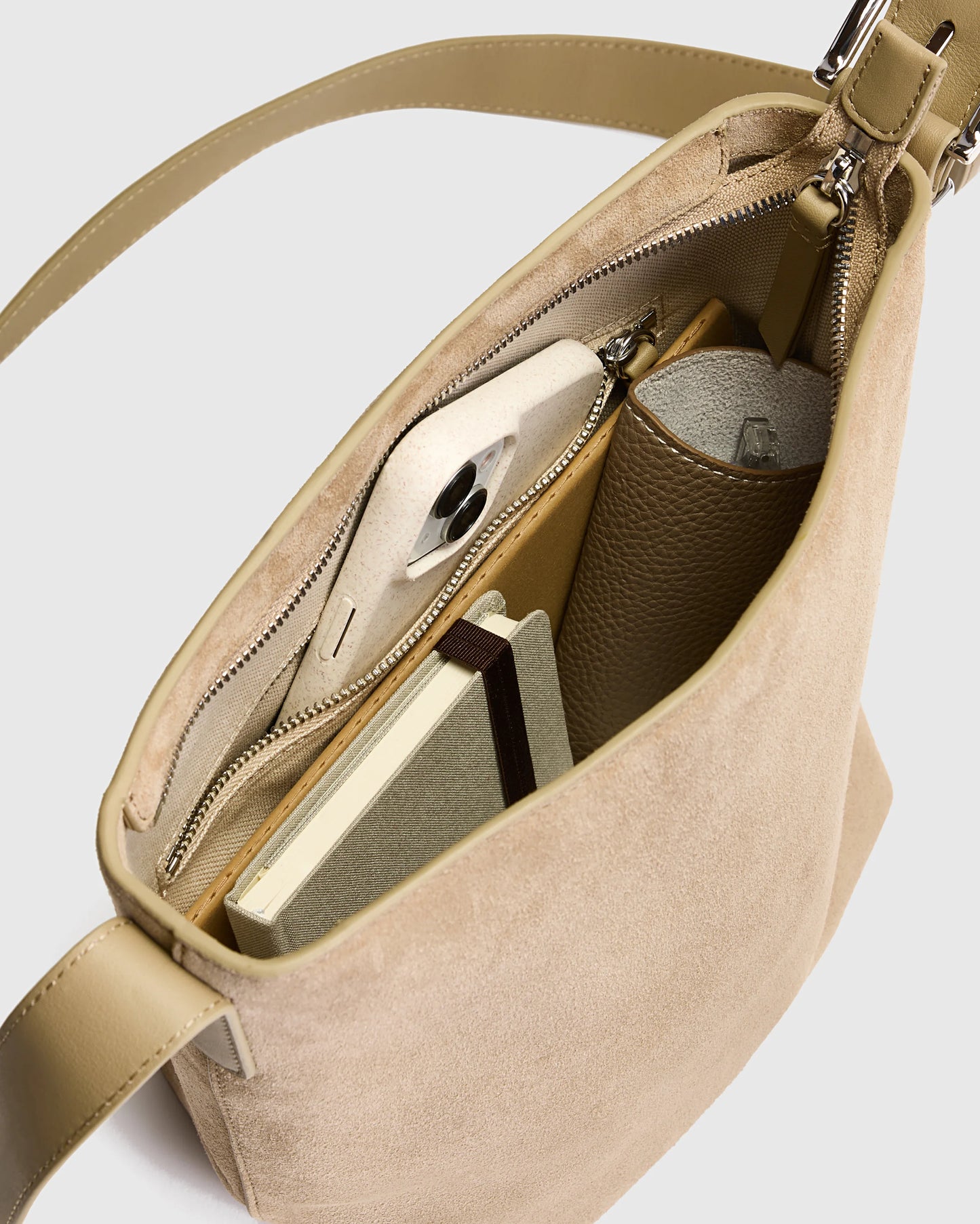 Italian Suede Bucket Crossbody - One Size / Sand