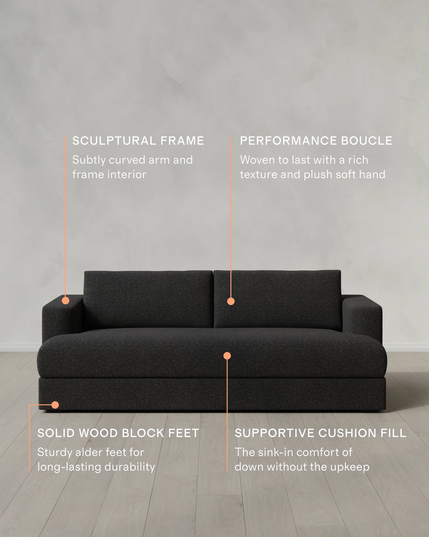 Sierra Curved Arm Sofa in Performance Boucle - 7ft / Linen