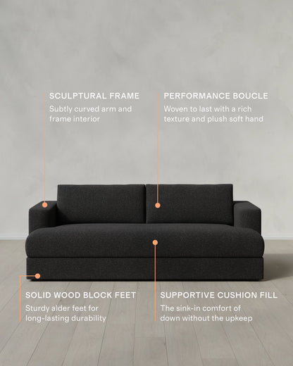 Sierra Curved Arm Sofa in Performance Boucle - 7ft / Linen
