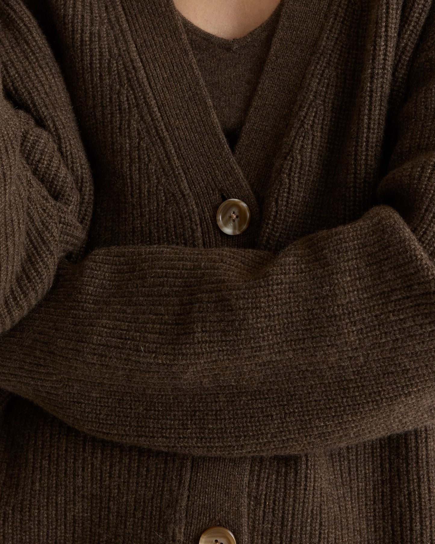 Mongolian Cashmere Fisherman Boxy Cropped Cardigan Sweater - XS / Faded Denim