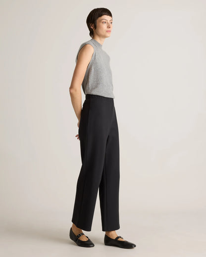 Organic Cotton Double Knit Wide Leg Pants - XS / Bold Black