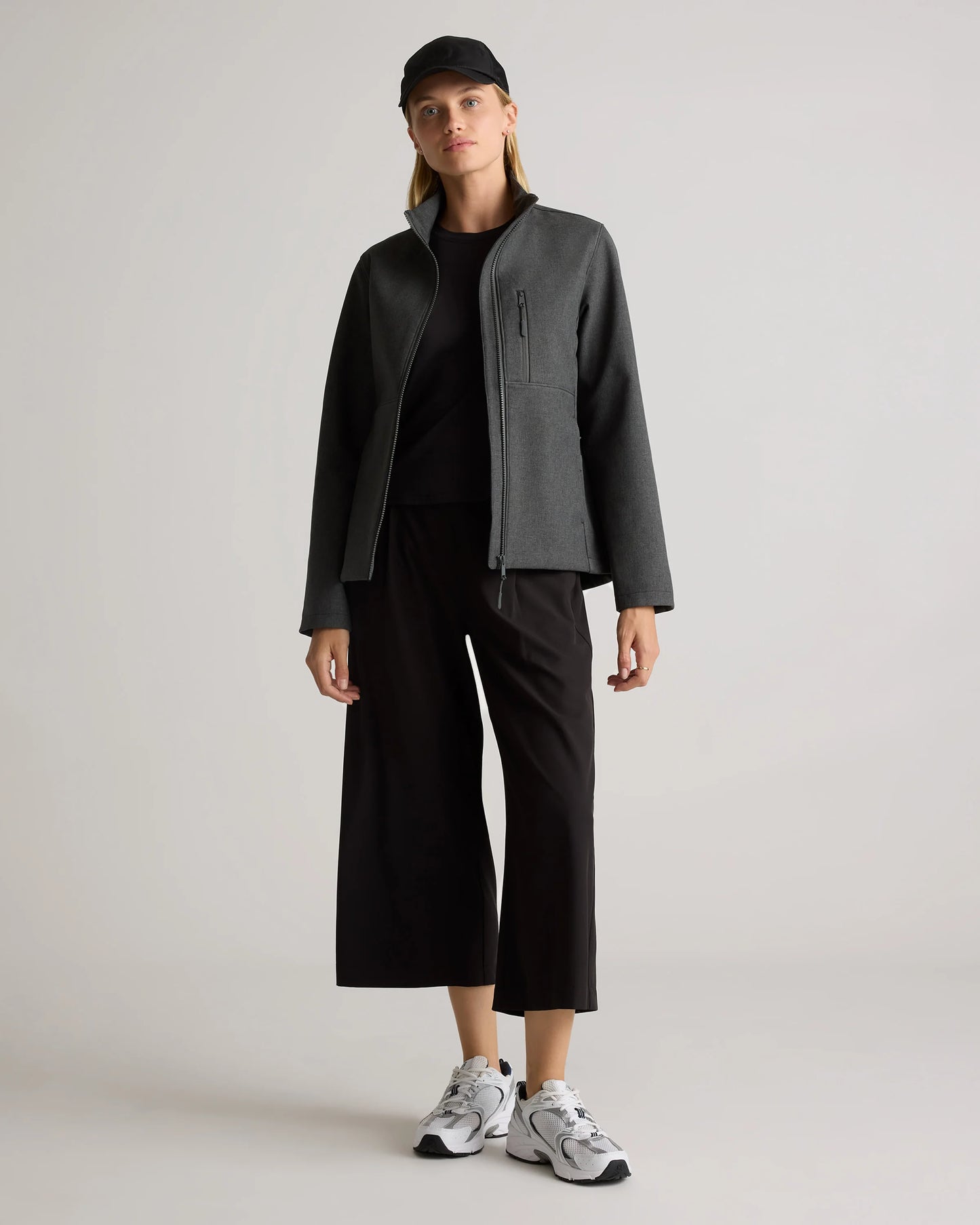 Softshell Fleece-Lined Full-Zip Jacket - XS / Heather Deep Navy