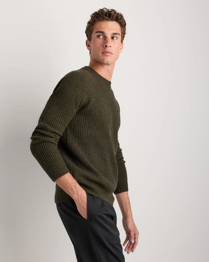 Mongolian Cashmere Fisherman Crewneck Sweater - S / Navy Marl