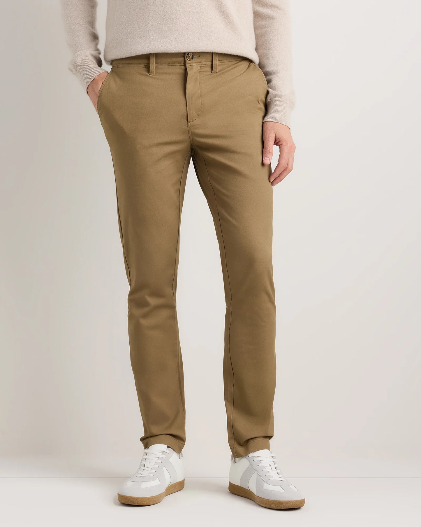 Organic Cotton Stretch Chino Pants - Slim - 30X30 / Stone