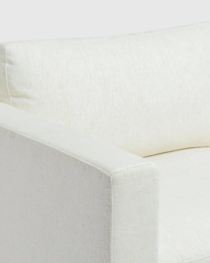 Performance Chenille Linen Blend Accent Chair with Solid Oak Base - One Size / Snow