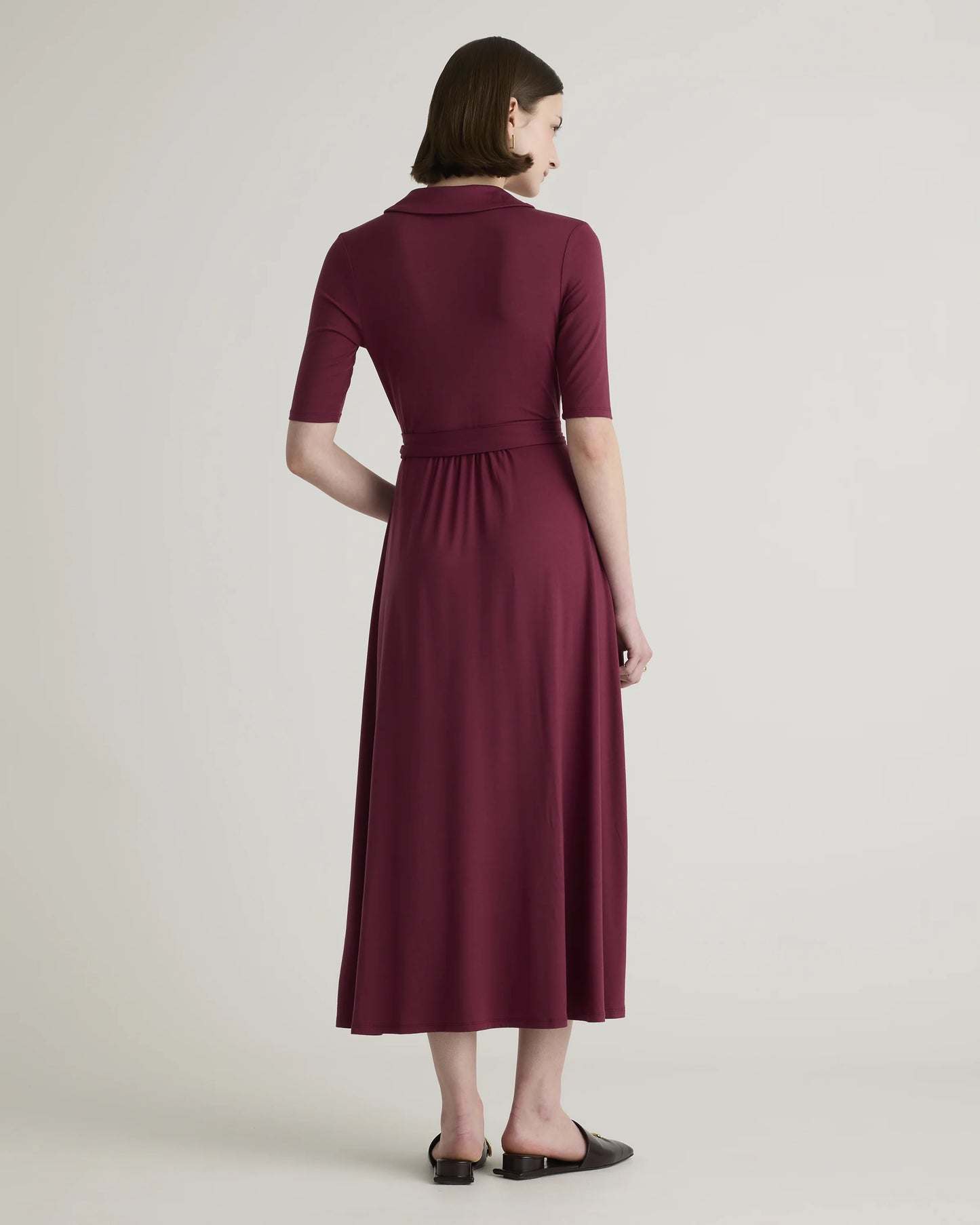 Tencel Jersey Midi Wrap Dress - XS / Brown