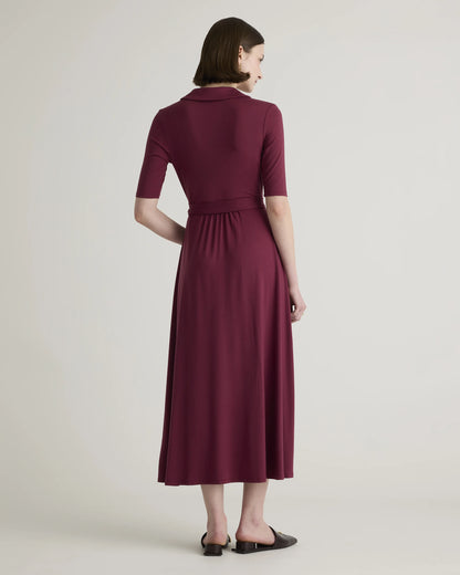 Tencel Jersey Midi Wrap Dress - XS / Brown