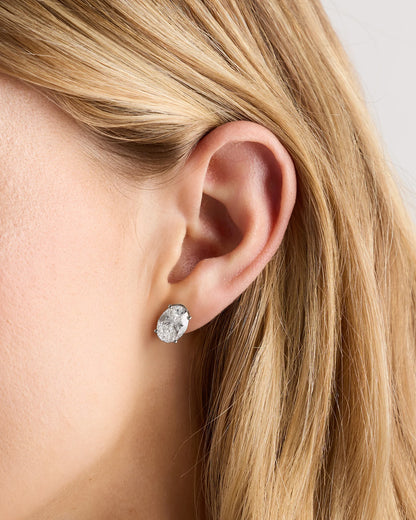 14K Gold Lab Grown Diamond Statement Oval Studs - 6ctw - One Size / Yellow Gold