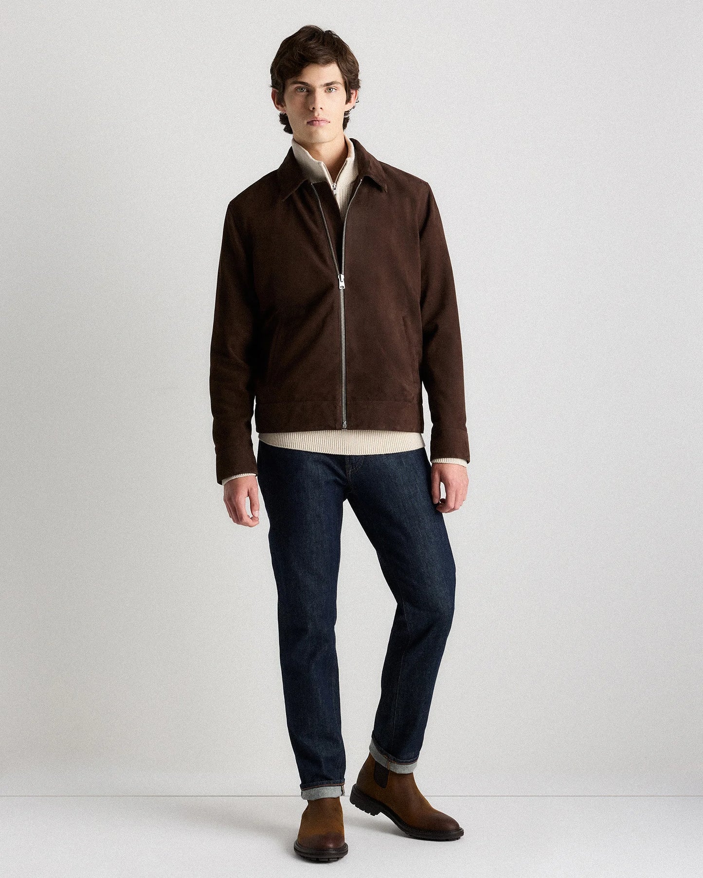 100% Suede Harrington Jacket - S / True Black