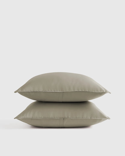 Organic Cotton Sateen Sham Set - Standard / Mineral