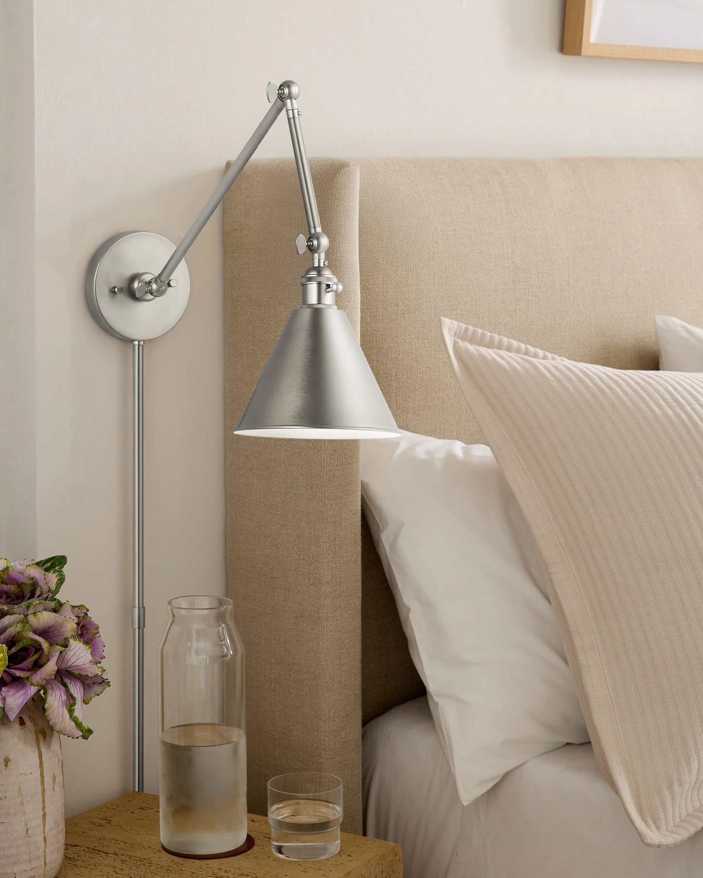 Articulating Double Arm Steel Wall Sconce - One Size / Silver