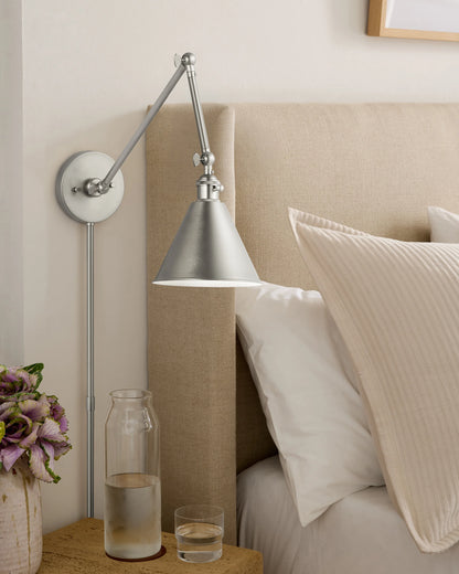 Articulating Double Arm Steel Wall Sconce - One Size / Silver