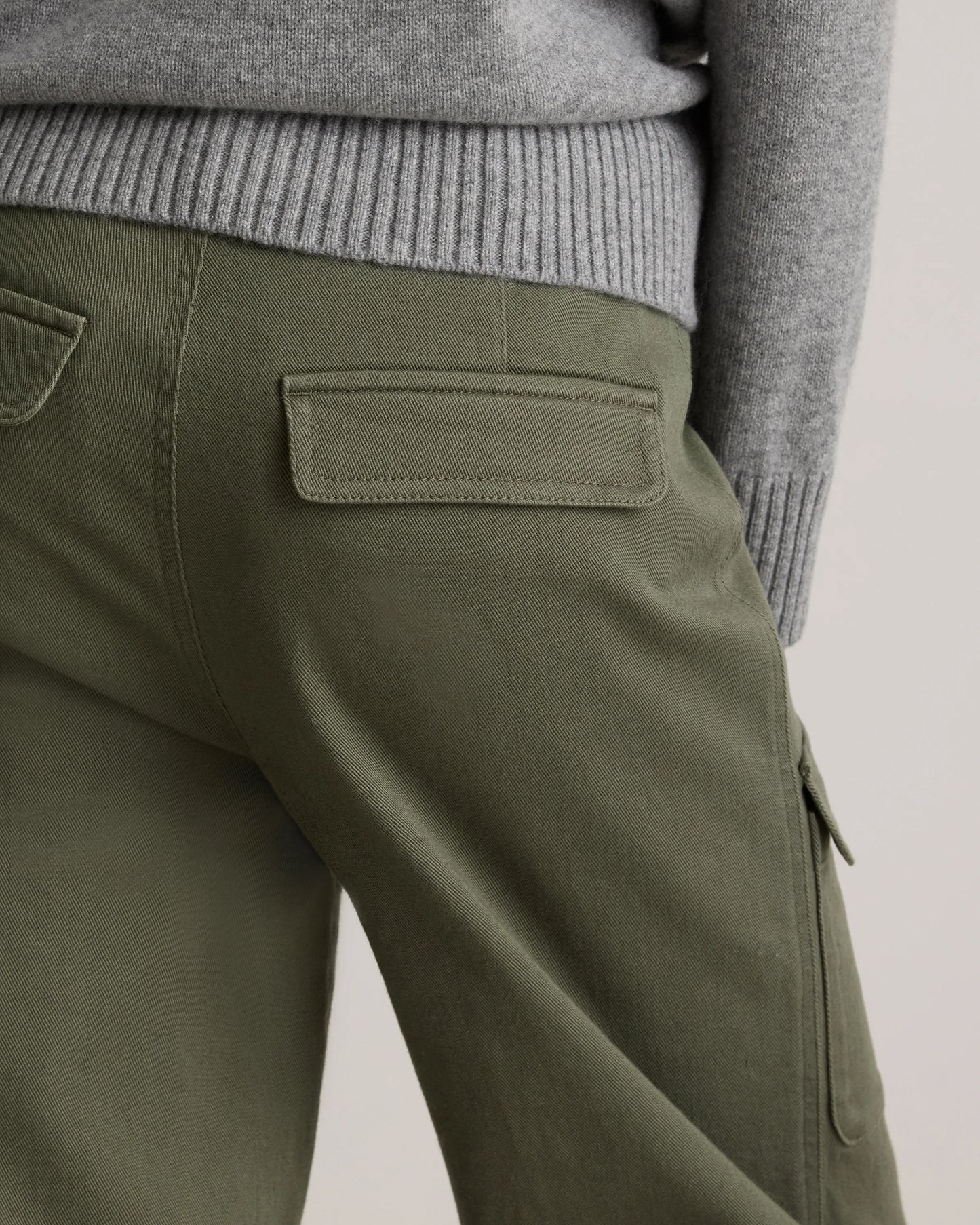 Organic Stretch Cotton Twill Cargo Pants - 0 / Light Khaki