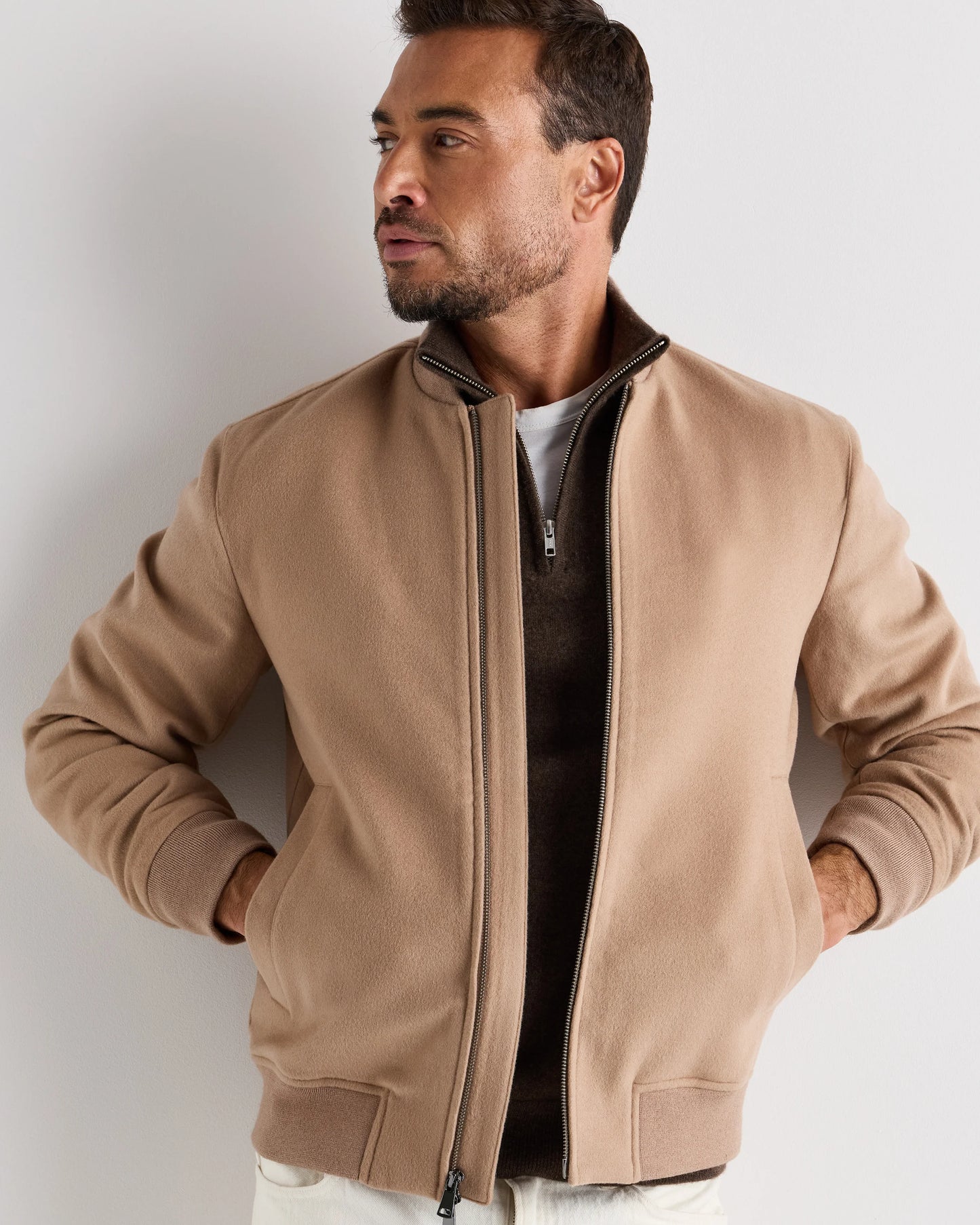 100% Mongolian Cashmere Bomber Jacket - S / Black
