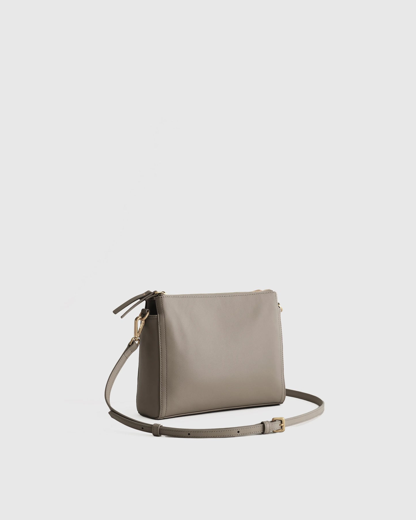 Italian Leather Triple Compartment Crossbody - One Size / Black
