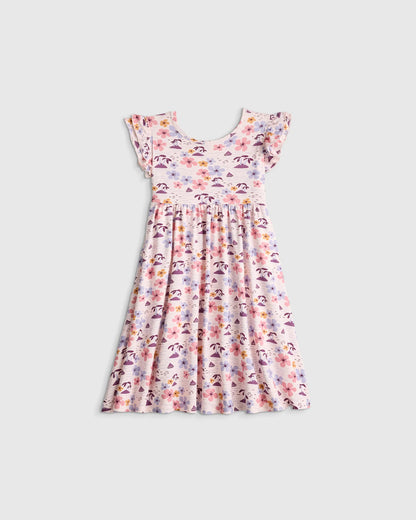 Bamboo Short Sleeve Flutter Twirl Dress - 2T / Starfish Pool