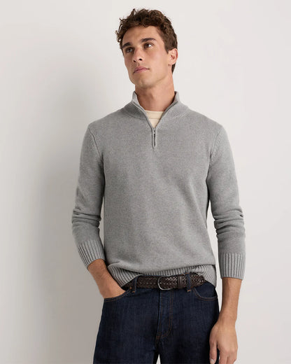100% Organic Cotton Quarter-Zip Sweater - S / Moonstone Blue