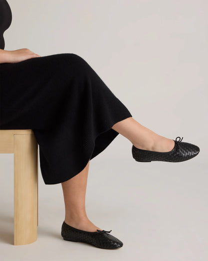Italian Leather Handwoven Ballet Flat - 5 / Black