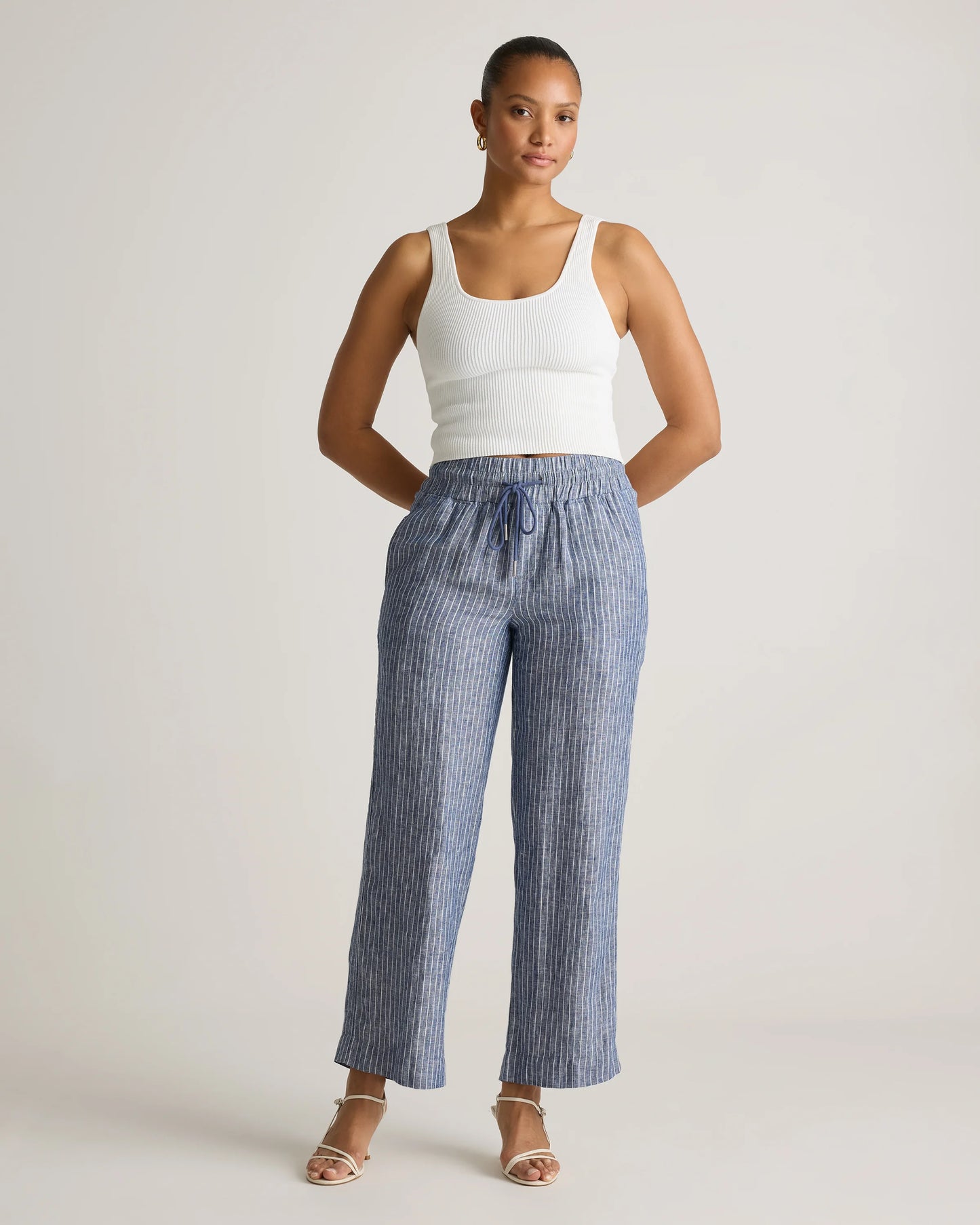 100% European Linen Wide Leg Pants - XS / Bayberry Olive