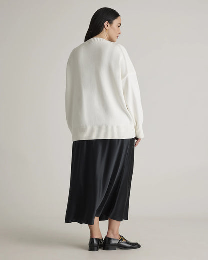100% Organic Cotton Boyfriend Crew Sweater - 1X / Shell Pink
