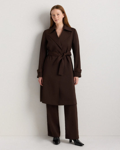 Stretch Crepe Trench Coat - XS / Olive