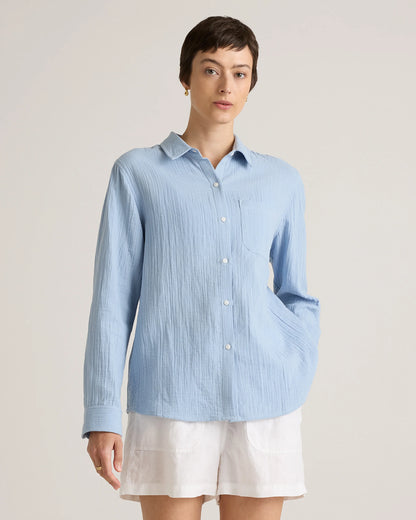 100% Organic Cotton Gauze Long Sleeve Shirt - XS / Khaki Gingham