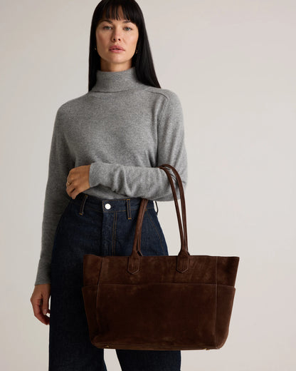 Hudson Suede Tote - One Size / Chocolate Brown