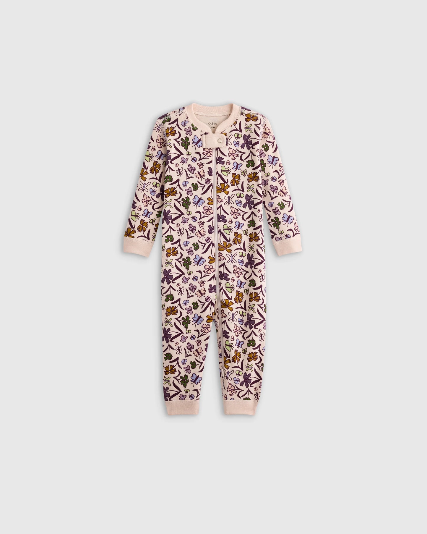 100% Organic Cotton One Piece Pajama - 0-3M / Navy Stripe