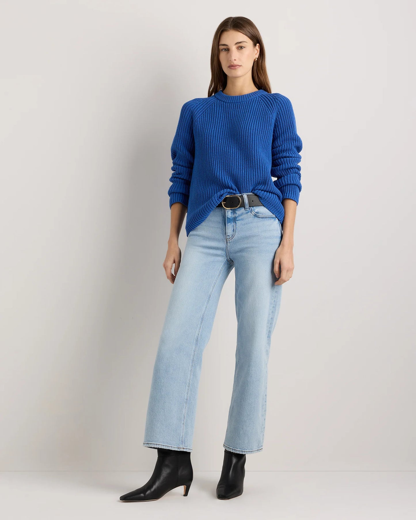 100% Organic Cotton Fisherman Crew Sweater - XS / Sapphire Blue
