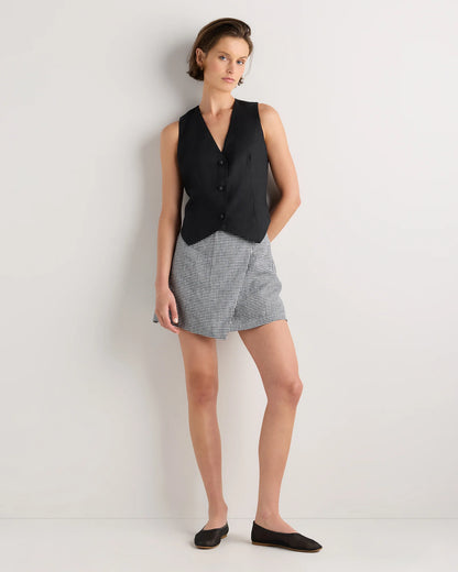 100% European Linen Skort - XS / Classic Mini Gingham