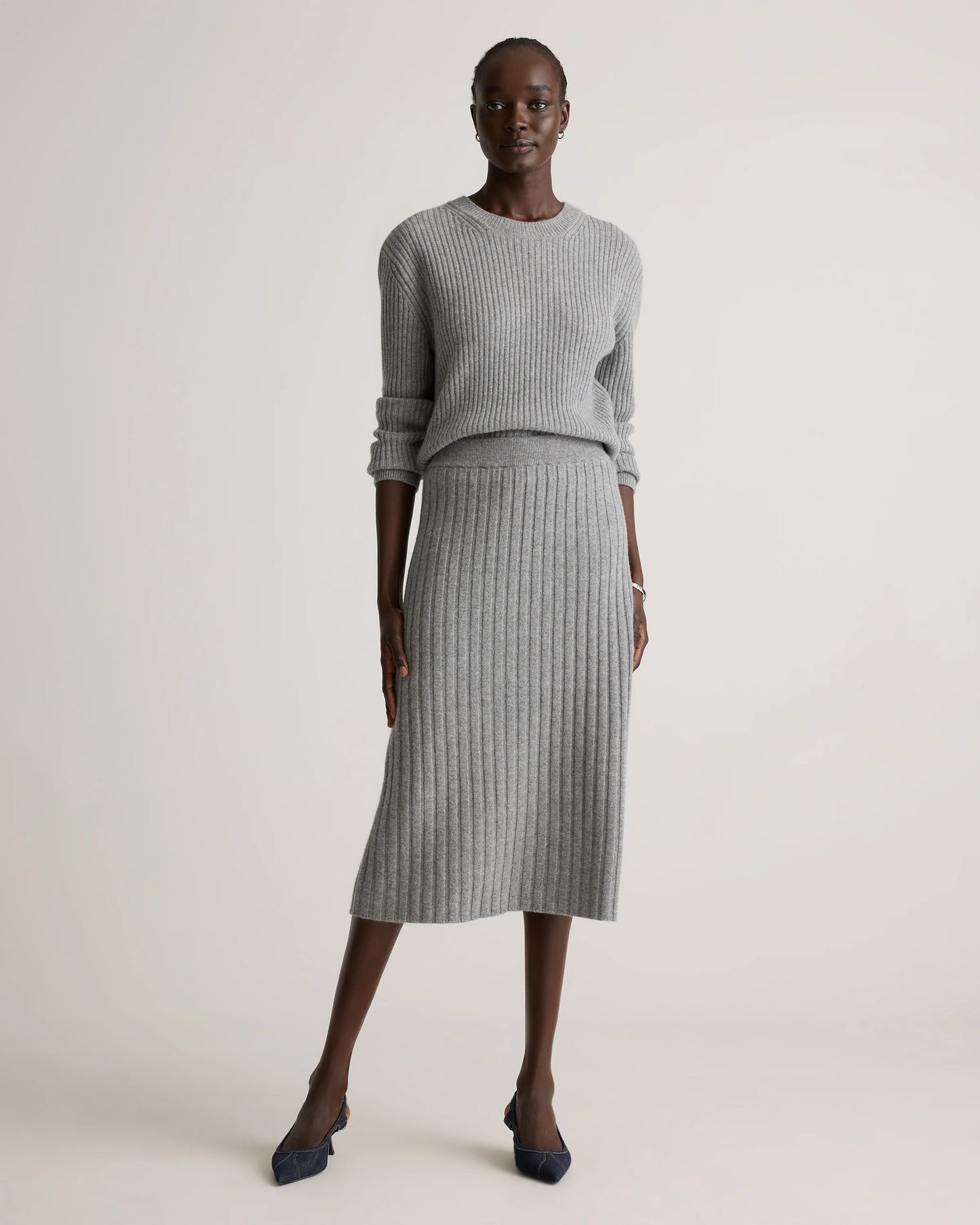 Mongolian Cashmere Midi Skirt - XS / Brown