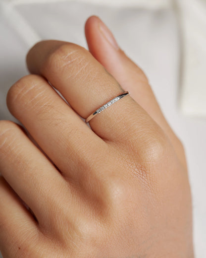14K Gold Diamond Line Ring - 4 / White Gold