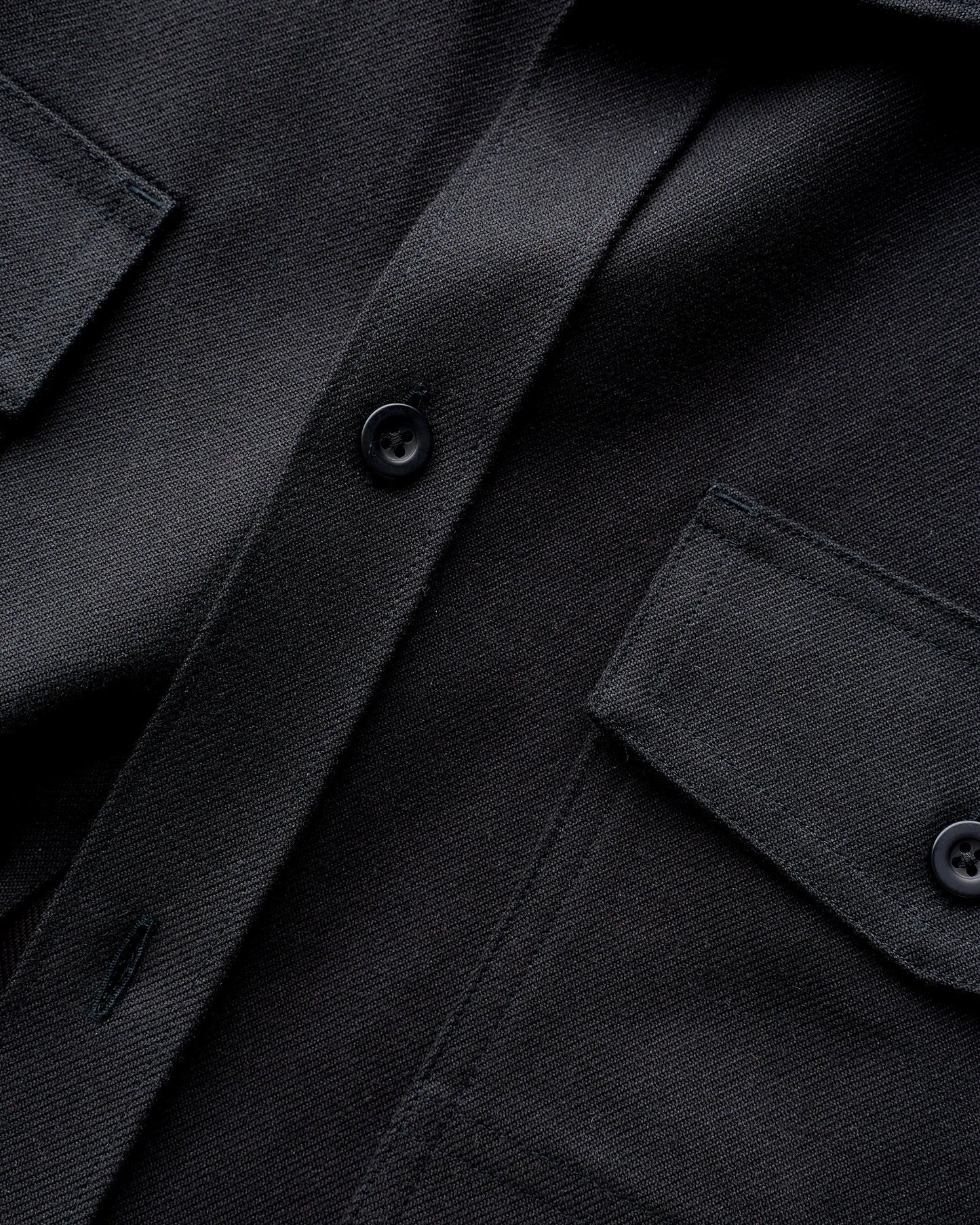 Brushed Cotton Wool Utility Overshirt - S / True Black