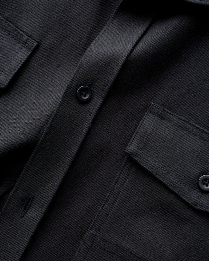Brushed Cotton Wool Utility Overshirt - S / True Black