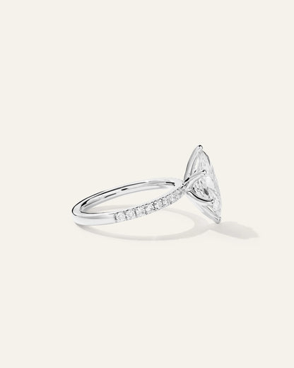 Lab Grown Diamond Marquise Petite Pave Engagement Ring - 2ct - 4 / Yellow Gold