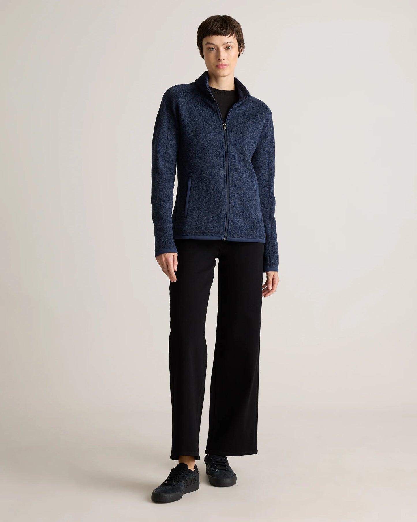Sweater-Knit Fleece Full-Zip Jacket - XS / Heather Mineral Green