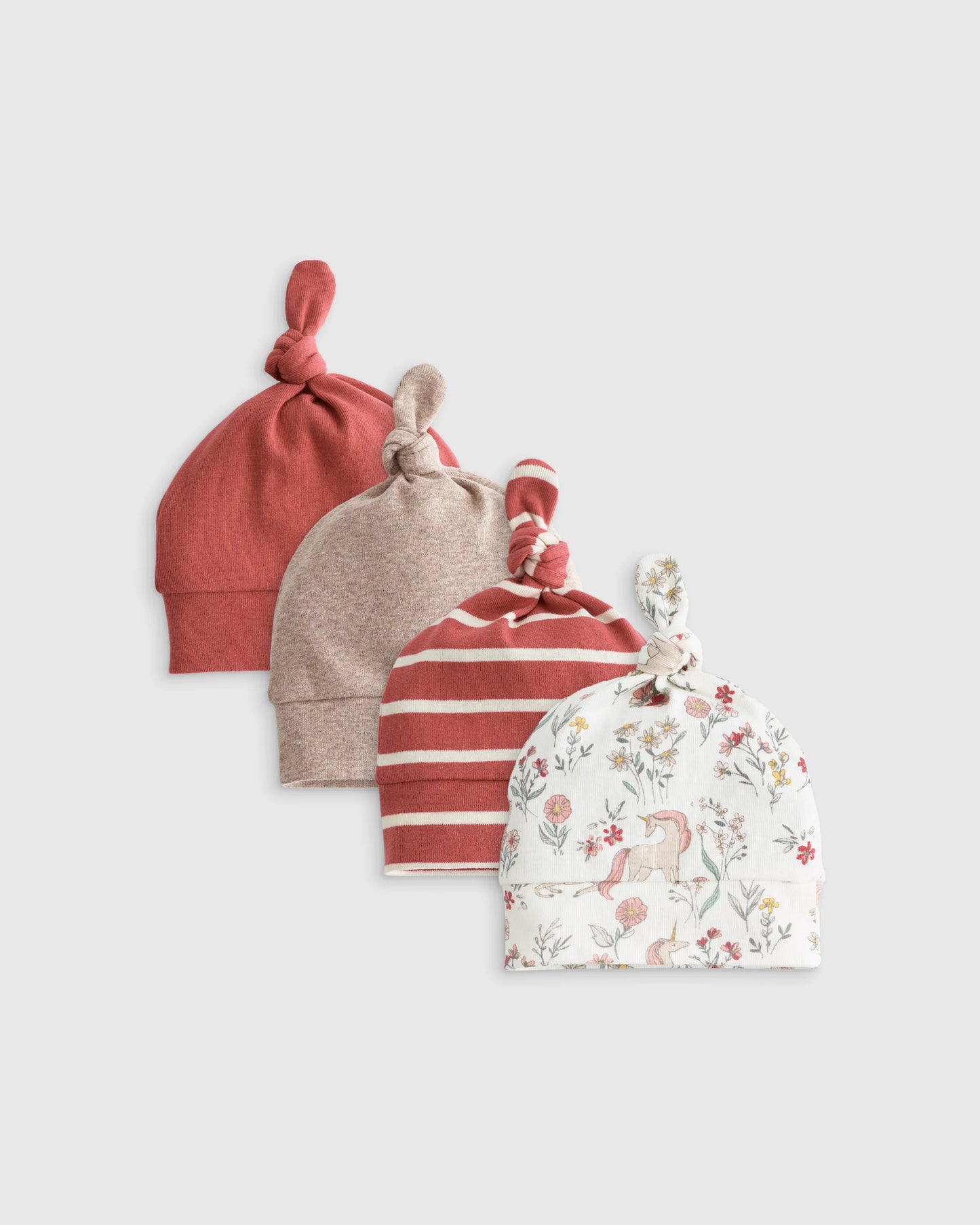 100% Organic Cotton Hat 4-Pack - One Size / Unicorn Floral